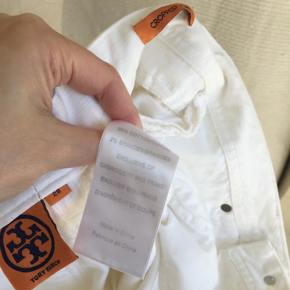 Tory Burch High Rise White Ankle Cropped Jeans 28 - Picture 2 of 8